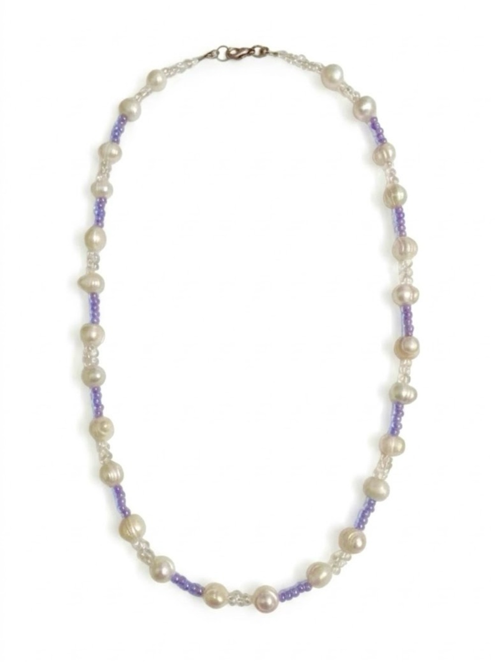 22” Baroque Cultured Freshwater Pearl & Glass Bead Necklace Artisan Handcrafted